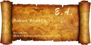 Bakos Aletta névjegykártya